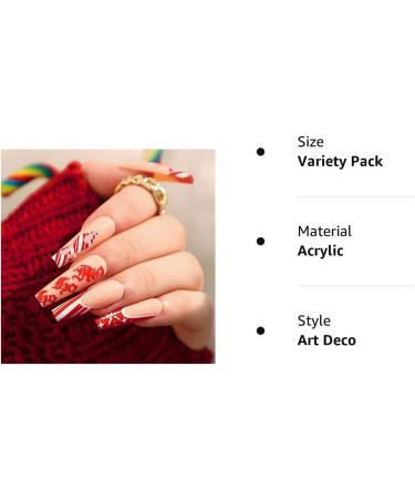 Vatocu Christmas Snowflakes Glitter False Nails - Long Xmas Press On Nails for Women and Girls (24pcs) - Buy Online on SooperMarket.com