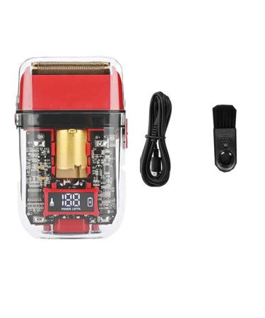 Transparent Body Titanium Plated Blade Reciprocating USB Charging Shaver Electric Men's Shaver(Red)