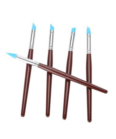 5pcs Dental Silicone Pen Set - Wooden Handle Blue Head Modeling Tools for Tooth & Manicure - International Shipping Available - Buy Online on SooperMarket.com