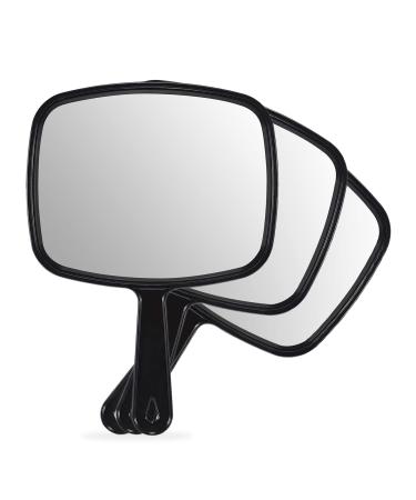 OMIRO Hand Mirror, All Black Handheld Mirror with Handle, 6.6" W x 9.3" L, Pack of 3