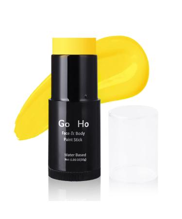 Go Ho Water Based Yellow Face Paint Stick Washable (1.06 Oz) Non-toxic Cream Body Paint Full-coverage Face Body Paint Makeup Stick for Adults Children Theater Halloween SFX Cosplay