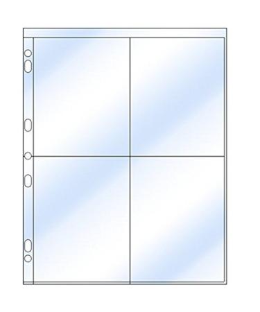 Clear File - Photo Page for 3-Ring Binders - Archival-Plus Safe Plastic - Four 4" x 5" pockets - Holds eight photos - 25 Pack 340025B #34B