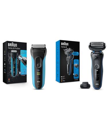 BRAUN Series 3 3040 Wet and Dry Shaver Electric Men's Razor Razors Shavers & Series 5 5018s Electric Razor for Men with Precision Trimmer Wet & Dry Rechargeable Shaver+Braun Series 5