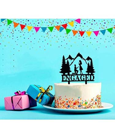 Mountain Engagement Cake Topper Man Proposes To Woman Cake Topper Cake Decorations for Engagement/Bridal Shower/Wedding/Proposal Party - Buy Online on SooperMarket.com