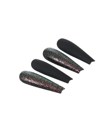 Handcess Halloween Coffin Fingernails - Matte Extra Long Black Acrylic Ballerina Press-On Nails for Women & Girls - 24 Pieces - Buy Online on SooperMarket.com
