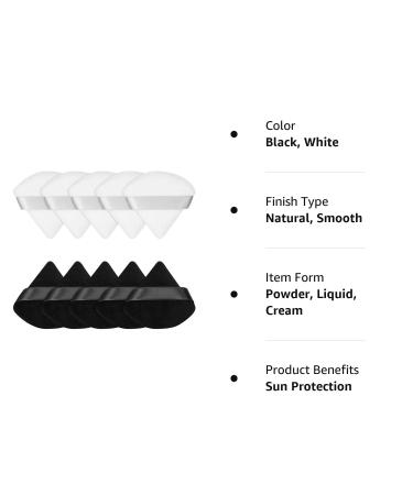10-Piece Triangle Soft Powder Puff Set for Makeup - Body & Mineral Powder Tool - Buy Online on SooperMarket.com