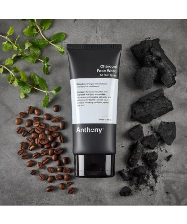 Anthony Charcoal Face Wash for Men - Detox Energize & Rejuvenate | Sulfate & Paraben-Free with Coffea Arabica & Marine Extracts | 6 Fl Oz - International Shipping Available - Buy Online on SooperMarket.com