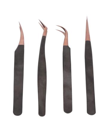4Pcs Nail Art Tweezers Eyelash Extension Stainless Steel Antistatic Tweezers for Beauty
