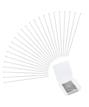 UNICRAFTALE 500pcs Stainless Steel Head Pins  50mm Long Flat Head pins  Eye pins Findings Earring Pins for Jewelry Making DIY Craft with Storage Container 0.7mm Thick  Head 1.5mm
