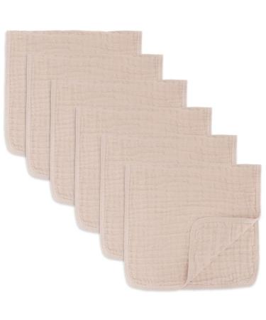 Comfy Cubs Muslin spit towels 6 set large 100% cotton hand washcloth 6 layers extra absorbent and soft (blush 6-pack) blush pack of 6
