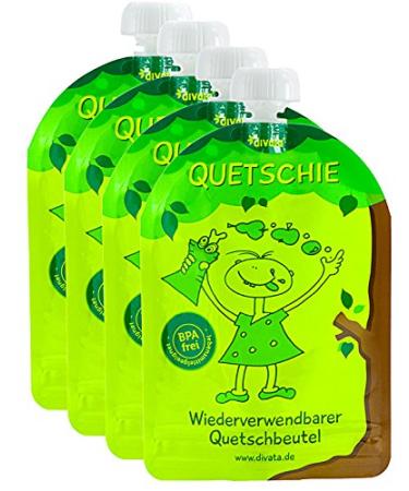 Divata Quetschies 170ml (4 Set) - Reusable squeezing bags to fill yourself with among other things baby food yoghurt smoothies orchard 170 ml (4 Pack)