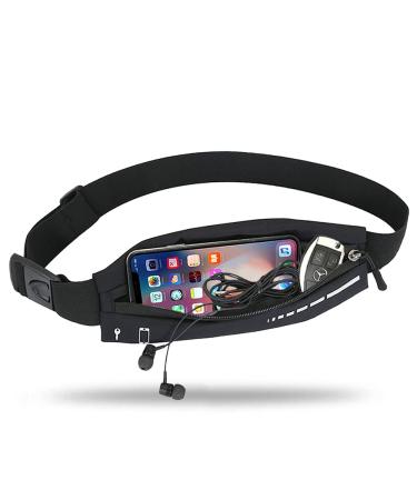 Slim Running Belt for Women Men Runners Fanny Pack Phone Holder Run Pouch Waist Belt for Workout Jogging Money Belt Running Gift Gear Accessories(Black)