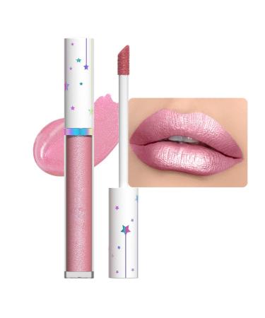 evpct 1Pcs Nude Light Pink Metallic Shimmer Glitter Lip Gloss Liquid Lipstick Long Lasting Waterproof 24 Glitter Pearlescent Metallic Sparkly Glossy Liquid Lipsticks Lip Stain Makeup Set for Women 09 1 Count (Pack of 1) 1Pcs 09# Nude Pink