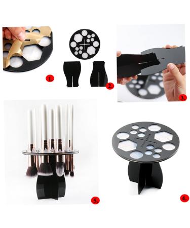 14-Hole Makeup Brush Holder Tree - Acrylic Base Organizer Stand for Air Drying - Black Makeup Brush Storage - Buy Online on SooperMarket.com