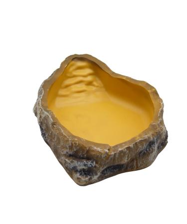 Reptile Worm Water Bowl Medium Size Resin Rock Dish Plate Terrarium Tank Turtle Food Bowls for Lizard Snake Frog Scorpion Hedgehog Hamster Feeder (Medium)