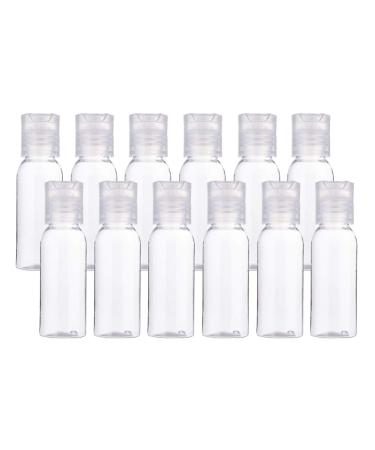 BENECREAT 24 Pack 30ml Transparent Plastic Air Flight Travel Bottles with Clear Disc Cap for Toiletries Shampoo Cosmetic Liquid Clear Cap 30ml