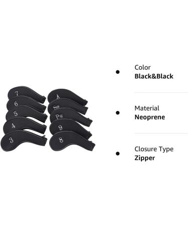 Sword & Shield Neoprene Zipper Golf Club Iron Head Covers - Set of 10, Black - Buy Online on SooperMarket.com