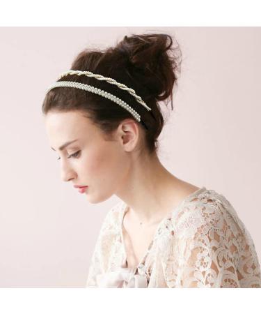3 Pack White Faux Pearl Headbands for Women - Bridal Hair Accessories - Buy Online on SooperMarket.com