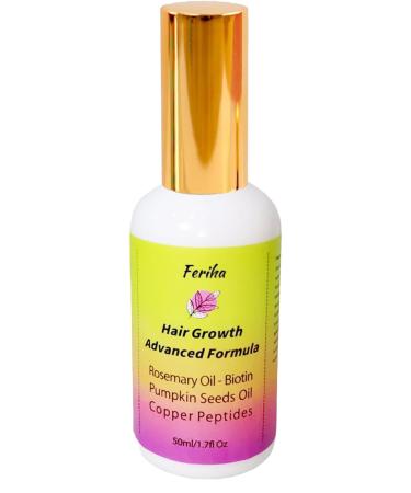 Hair Growth Advanced - Unisex Formula - Roots Stimulator with Biotin Rosemary Oil Copper Peptides & Pumpkin Seeds Oil - Combatting Hair Loss Damage & Dryness - For Longer Thicker & Fuller Hair.