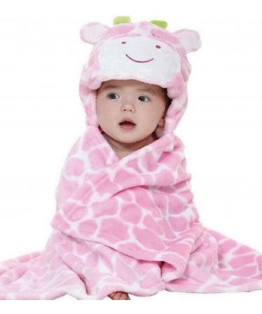 Gneliwm Baby Hooded Blanket Swaddle Wrap | Soft Plush Towel for Newborns & Infants | Cute Pink Design - Buy Online on SooperMarket.com