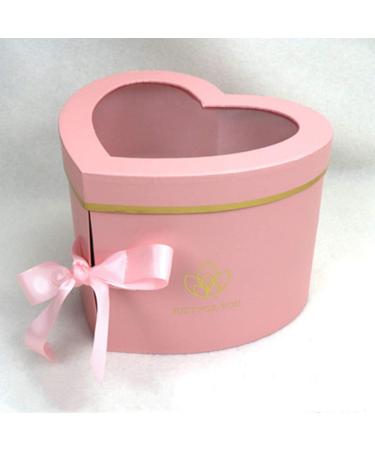 BBJ WRAPS Luxury Heart Shaped Flower Boxes with Lids Florist Double Layer Gift Paper Mache Boxes for Arrangements-9(L) x 8(W) x 6.5(H) (Pink)