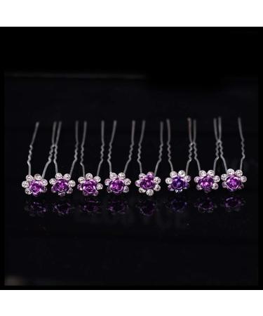 Frcolor 20pcs Wedding Bridal Rhinestone Hairpins | Beautiful Purple Crystal Flower Hair Accessories - Buy Online on SooperMarket.com