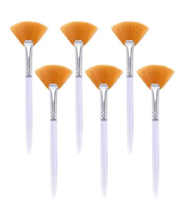 6 Pieces Fan Brushes Fan Facial Brushes Facial Brushes Fan Mask Brush Makeup Mask Applicator Brushes Facial Mask Applicator Brush Cosmetic Makeup Applicator Tools Yellow