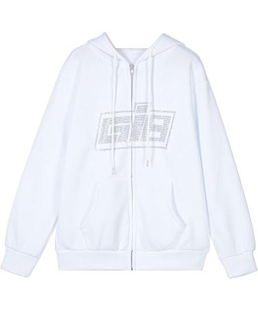 Women's Zip Up Skull Streetwear Hoodie Jacket - Winter Hooded Sweatshirt Coat for Teen Girls - Buy Online on SooperMarket.com