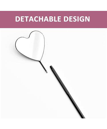 BUCICE Large Lash Mirror Detachable Stainless Steel Makeup Tool for Eyelash Extension, Heart-Shaped Design in Black - Buy Online on SooperMarket.com
