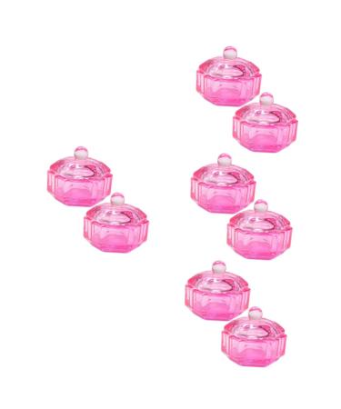FRCOLOR 8 Pcs Glass Monomer Dish Dappen Dish with Lid Glass Nail Monomer Dish Clear Nail Organizers and Storage for Nail Tech Nail Monomer Liquid Bowl Nail Holder Acrylic Glass Nails Pink 4.3x4.3cmx4pcs Pinkx4pcs