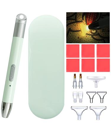 LED Diamond Art Pens with Light 5D Diamond Painting Tools Rechargeable Light Pen Diamond Art Accessories and Tools Kits with 2 Light Modes Glue Clay Storage Case for Adults DIY Arts Crafts-Green