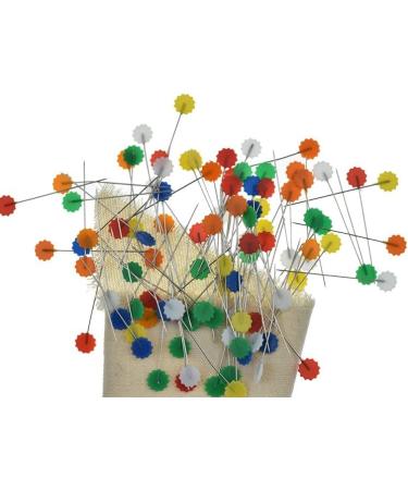 200 Dark Flower Head Straight Sewing Pins for DIY Projects and Quilting - Assorted Colors - Buy Online on SooperMarket.com