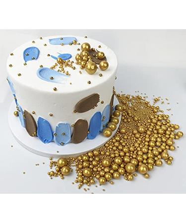 Gold Edible Pearl Sugar Sprinkles - 120g/4.2oz Jar for Cake, Cupcake, Cookie Decorations - Perfect for Weddings, Showers, and Parties - Buy Online on SooperMarket.com