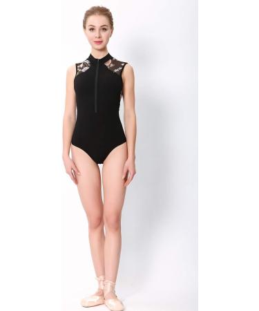 Limiles Women's Zip-Front Lace Net Back Tank Ballet Leotard - X-Small - Buy Online on SooperMarket.com