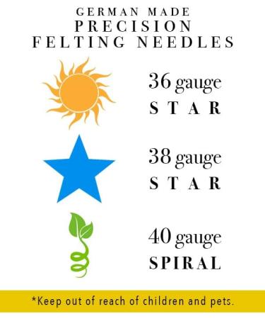 German Made Precision Felting Needles Set - 6 Pack Sampler (2/ea) - 36 Star, 38 Star, 40 Spiral Gauges - Essential Tools for Wool Felting - Beginner to Expert - Buy Online on SooperMarket.com