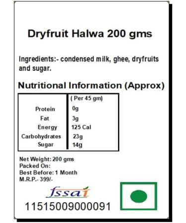 Jaiccha Ghasitaram Sweets-Dryfruit Halwa 200 GMS |Gift for Diwali Holi Rakhi Valentine Christmas Birthday Anniversary Her Him| - Buy Online on SooperMarket.com