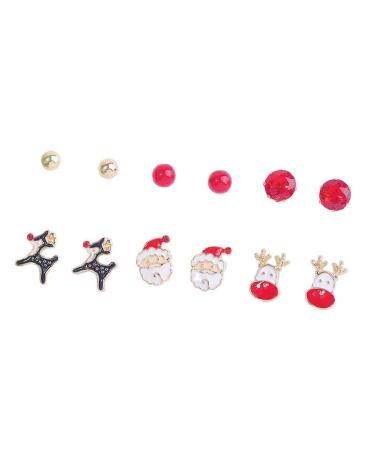 1set Christmas Combination Stud Earring Set Stylish Long Tassel Drop Dangle Earrings Ear Hole Jewelry Gifts for Women Style 3