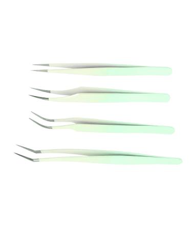 Saluaqui 4-Part Eyelash Sink Set - Stainless Steel Tweezers & Multifunctional Applicator Tools for False Eyelash Extensions | Perfect for Salon & Home Use (Green) - Buy Online on SooperMarket.com