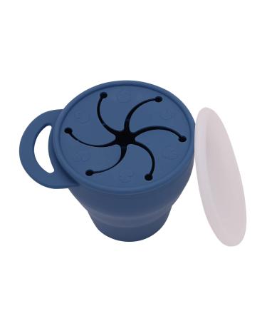 Silicone Snack Cup Snack Cup with Lid On the Go Leak-Proof Snack Cup for Toddlers Boys & Girls Blue