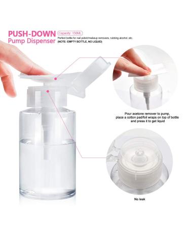 Professional Gel Nail Polish Remover Kit - Acetone Pump Dispenser, Nail Clips, Foil Wraps, Pusher & Brush - Acrylic/UV Gel/Soak-Off Polish Removal - Pink - Buy Online on SooperMarket.com