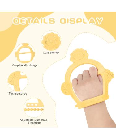 Vicloon Baby Teething Ring - 2PC Silicone BPA-Free Soft Lion Bite Toys for 3+ Months - Dental Aid & Massager - Yellow - Buy Online on SooperMarket.com