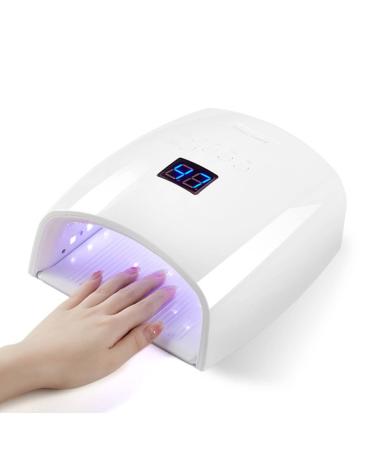 UV Led Nail Lamp Rechargeable Cordless 66w Nail Dryers for Gel and Regular Polish Nail Polish Curing Gel Led Dryer with 5 Timer Setting Automatic Sensor LCD Display White