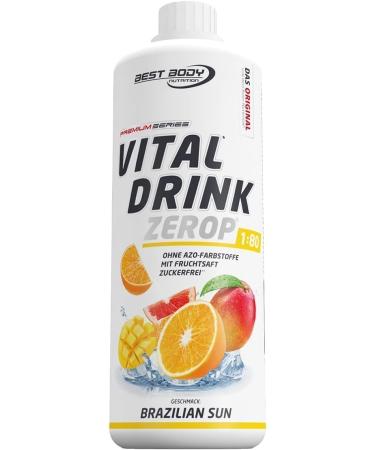 Best Body Nutrition Vital Drink Zerop - Brazilian Sun original beverage concentrate - syrup - sugar -free 1:80 results in 80 liters of finished drink 1000 ml Brazilian Sun 1 L (1 Pack)