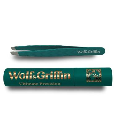 Wolf & Griffin Mini Tweezer | Professional Eyebrow Tweezers for Men & Women | Perfect for Facial Hair Removal | Stainless Steel Peacock Green