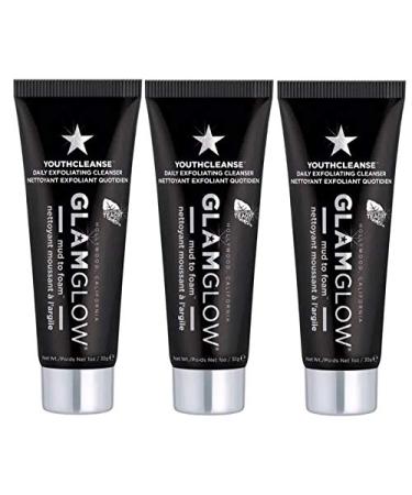 GlamGlow YOUTHCLEANSE 3 PACK 1 oz Tubes 3 oz Daily Exfoliating Cleanser