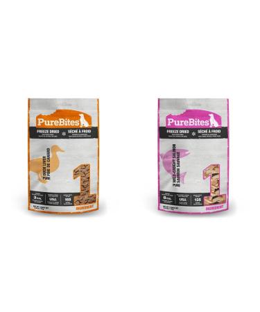 PureBites Duck for Dogs + PureBites Salmon Freeze Dried Dog Treats (Mid Size)