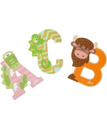 Sevi 83015 Tier Wood Letters - Orang-Utan Door Letters | ABC Learning Toys for Kids | Educational Wooden Toys for Ages 3+ | Green Pink Yellow - Buy Online on SooperMarket.com