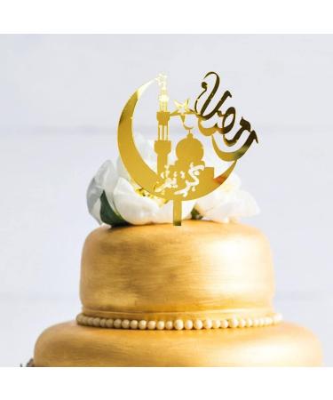 Eid Mubarak Cake Toppers Golden Ramadan Cake Topper Acrylic Moon Cake Topper for Islamic Muslim Festival Decorations - Buy Online on SooperMarket.com