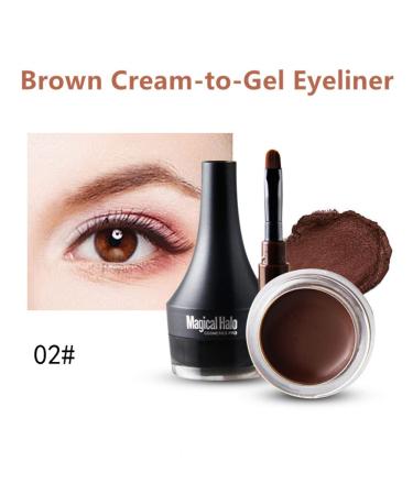 Go Ho Matte Brown Gel Eyeliner - Waterproof, Smudge-proof, Long-lasting Cream with Brush - 2 Brown - Buy Online on SooperMarket.com