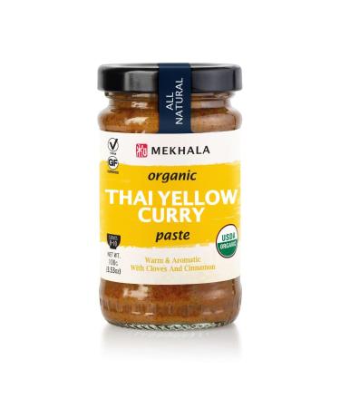 Mekhala Organic Authentic Thai Flavors with Yellow Curry Paste 100g for a Bold and Healthy Meal and Perfect for Vegan Gluten-Free & Paleo Diets & Perfect for a Healthy lifestyle
